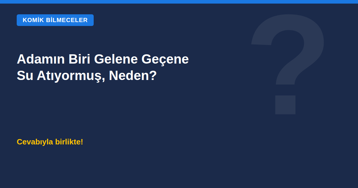 Adamın Biri Gelene Geçene Su Atıyormuş, Neden? Bilmecesi kapak görseli