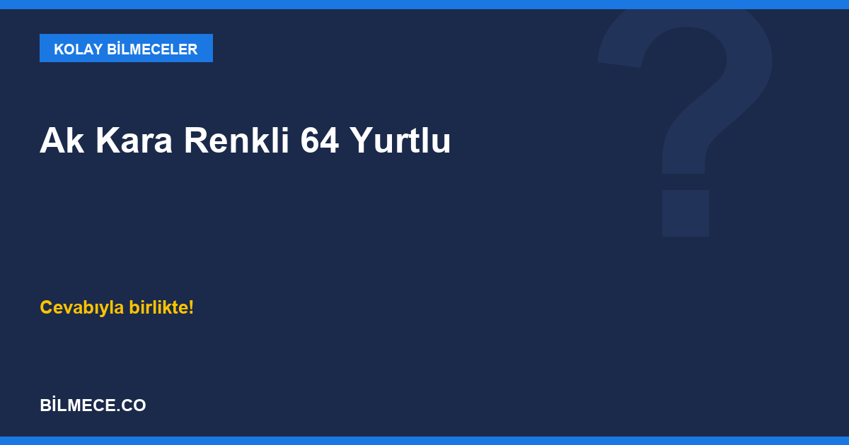 Ak Kara Renkli 64 Yurtlu kapak görseli
