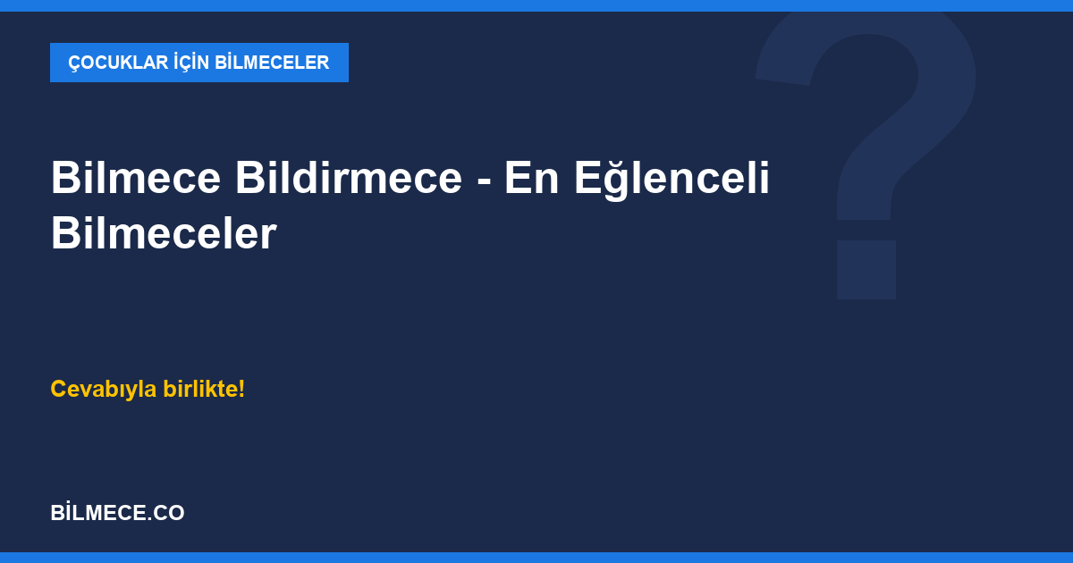 Bilmece Bildirmece - En Eğlenceli Bilmeceler kapak görseli