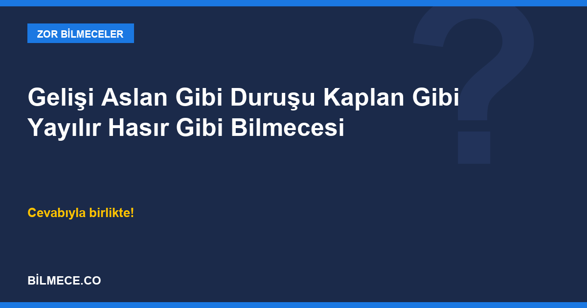 Gelişi Aslan Gibi Duruşu Kaplan Gibi Yayılır Hasır Gibi Bilmecesi kapak görseli