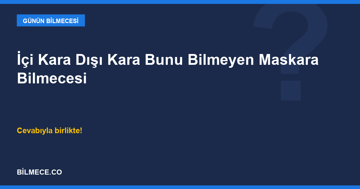 İçi Kara Dışı Kara Bunu Bilmeyen Maskara Bilmecesi kapak görseli