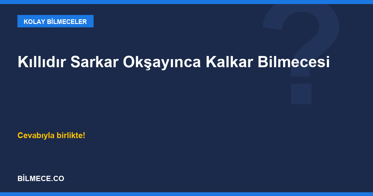 Kıllıdır Sarkar Okşayınca Kalkar Bilmecesi kapak görseli