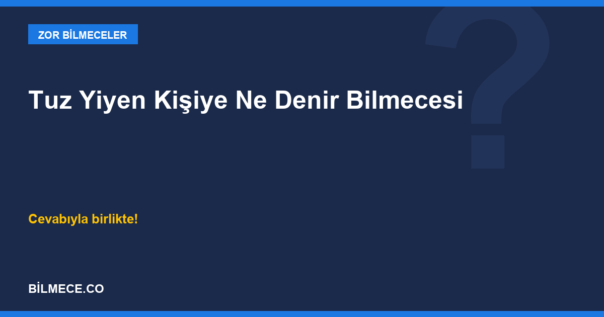 Tuz Yiyen Kişiye Ne Denir Bilmecesi kapak görseli