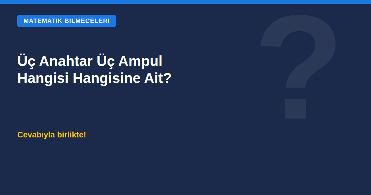 Üç Anahtar Üç Ampul Hangisi Hangisine Ait Bilmecesi kapak görseli
