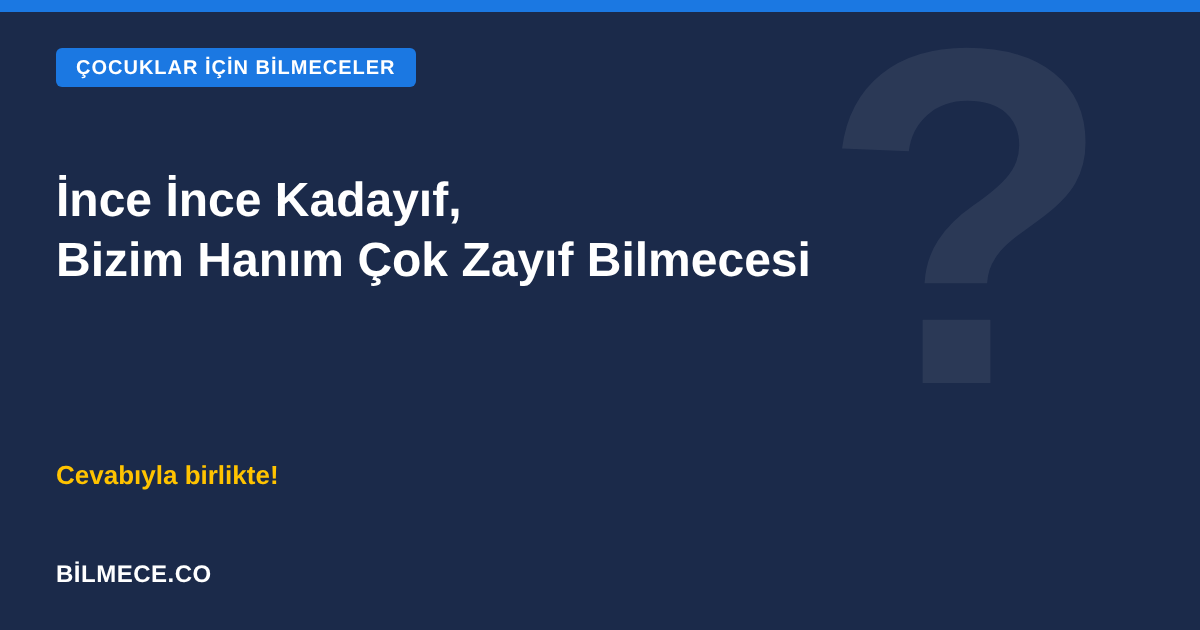 İnce İnce Kadayıf Bizim Hanım Çok Zayıf bilmecesi kapak görseli